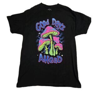 Men's Good Dayz Ahead Mushrooms Black Graphic Neon Psychedelic T-Shirt Sz M
